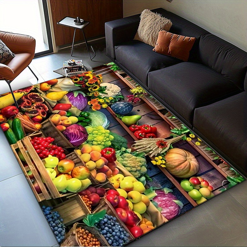 Home Textiles Market - سجادة سوق الفاكهة النابضة بالحياة للمطبخ