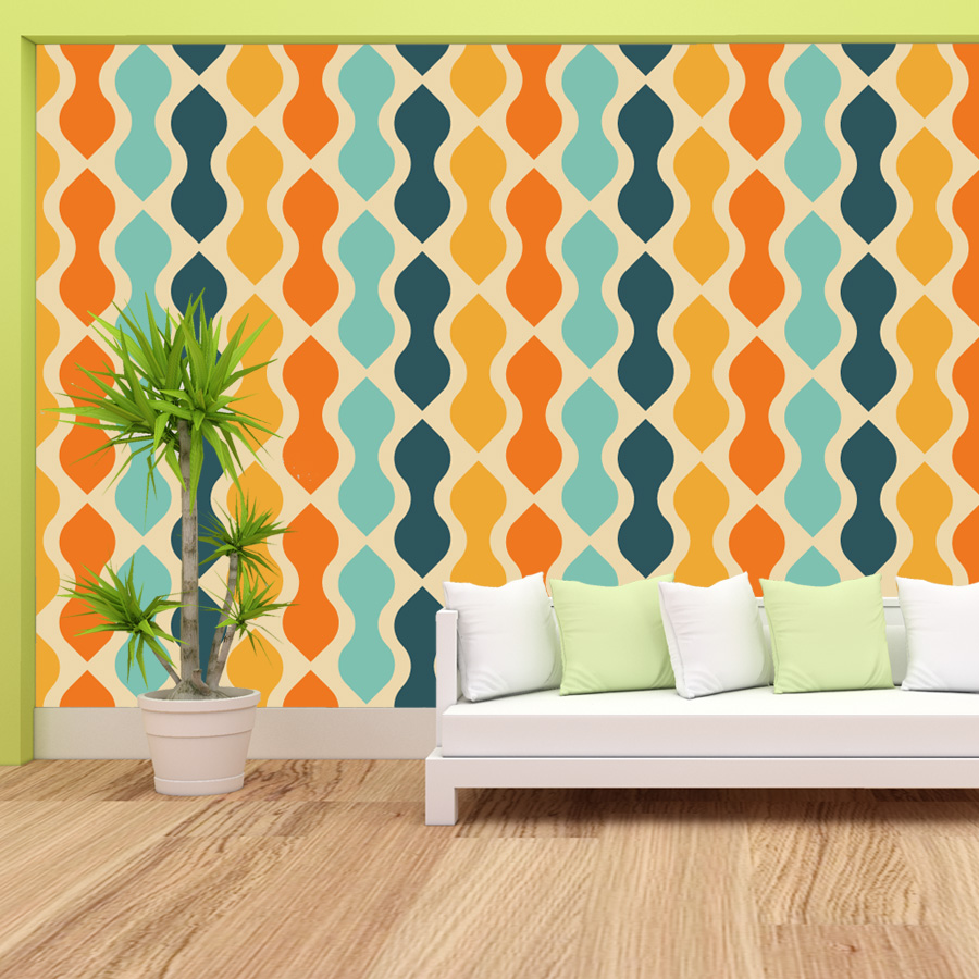 Home Lines Textiles - ورق جدران ذاتي اللصق بتصميم هندسي