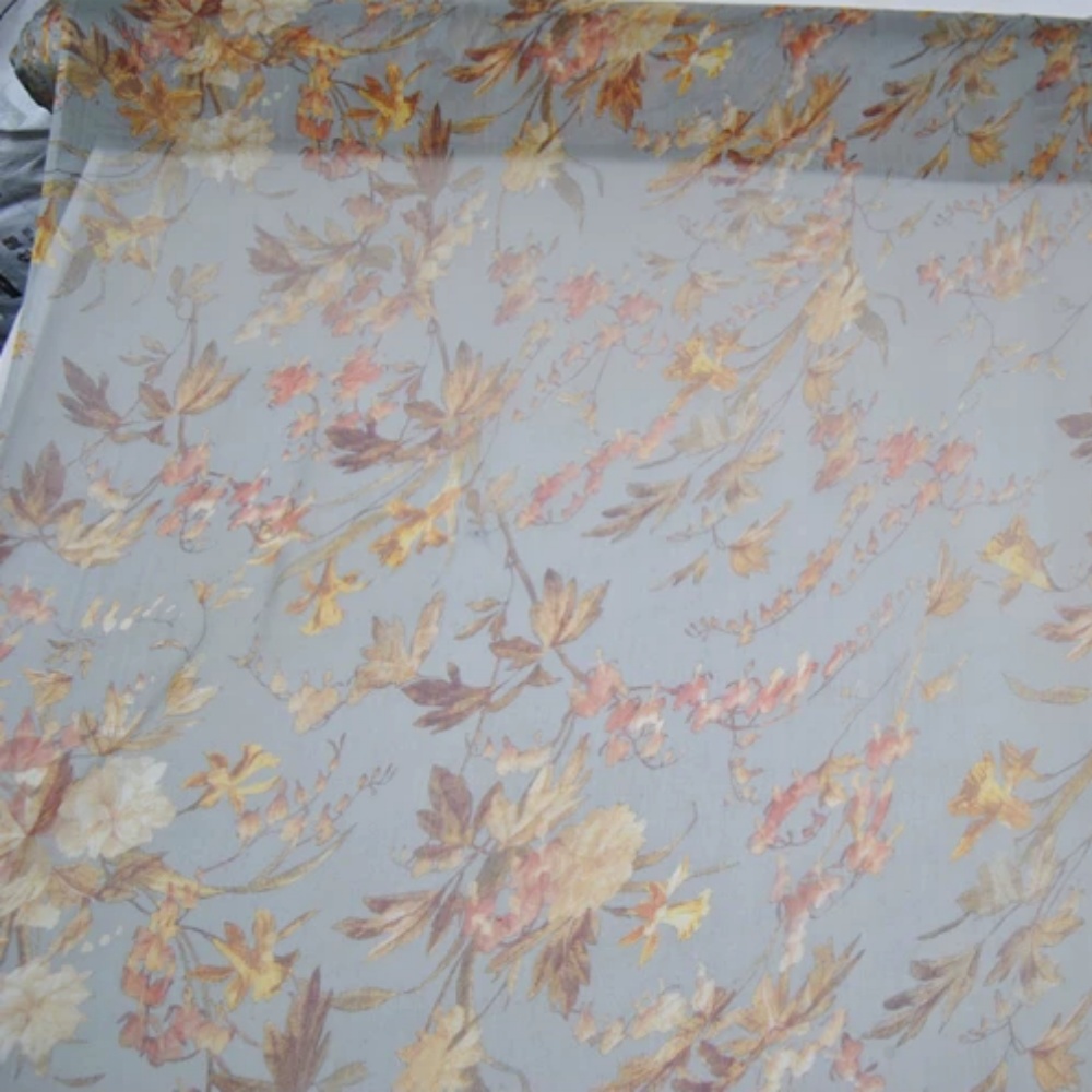 قماش شيفون كريب حرير أزرق بتصم - مراجعة Vintage Home Textiles وسعره