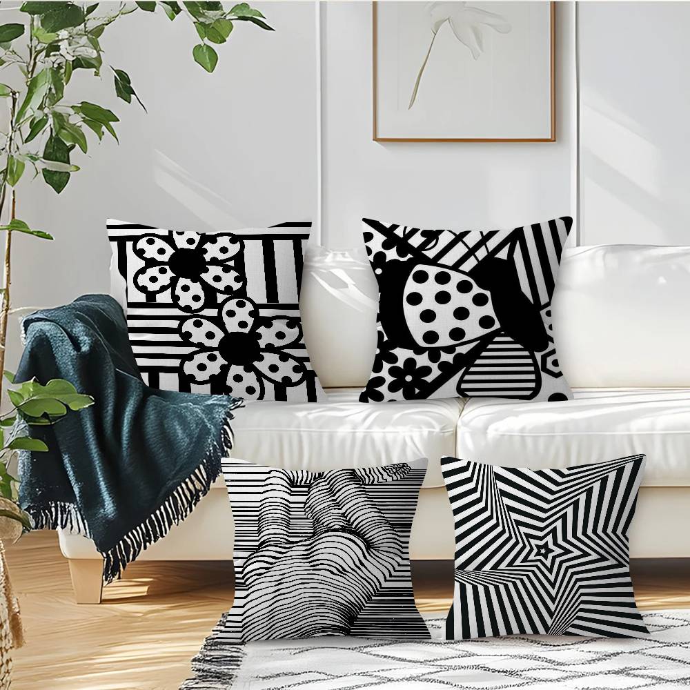 غطاء وسادة أسود بخطوط تجريدية، - مراجعة Home Lines Textiles وسعره