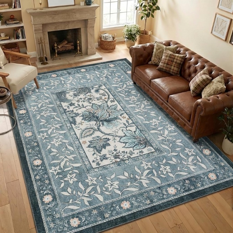سجادة بطبعة نباتية عتيقة لغرفة - مراجعة Home Lines Textiles وسعره