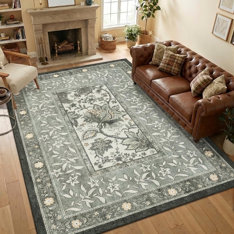 سجادة بطبعة نباتية عتيقة لغرفة - مراجعة Home Lines Textiles وسعره